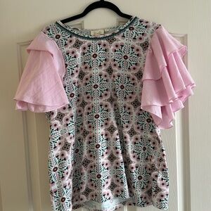 Anthropologie ruffle sleeved top